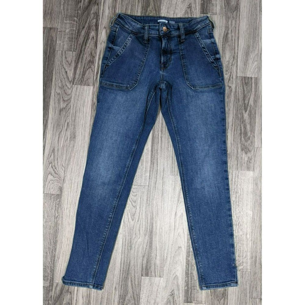 Old Navy Size 0 Rockstar Super Skinny Ankle Medium Wash Denim Blue Jeans